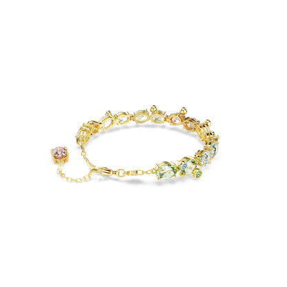 Gema Tennis Armband, Verschiedene Schliffe, Mehrfarbig, Goldlegierungsschicht