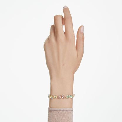 Gema Tennis Armband, Verschiedene Schliffe, Mehrfarbig, Goldlegierungsschicht