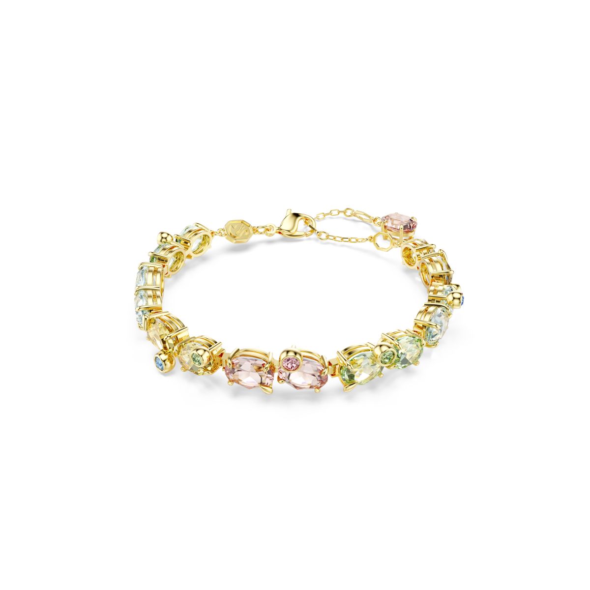 Gema Tennis Armband, Verschiedene Schliffe, Mehrfarbig, Goldlegierungsschicht