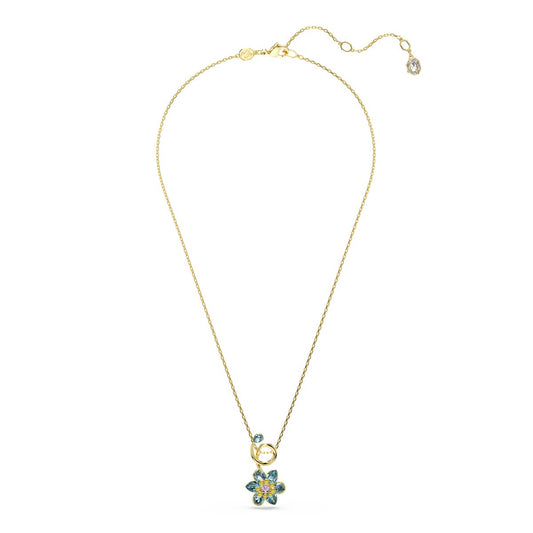 Idyllia Anhänger, Verschiedene Schliffe, Blume, Blau, Goldlegierungsschicht