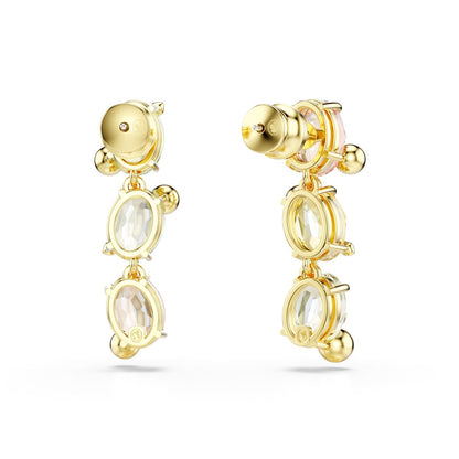 Gema Drop-Ohrhänger, Asymmetrisches Design, Verschiedene Schliffe, Mehrfarbig, Goldlegierungsschicht