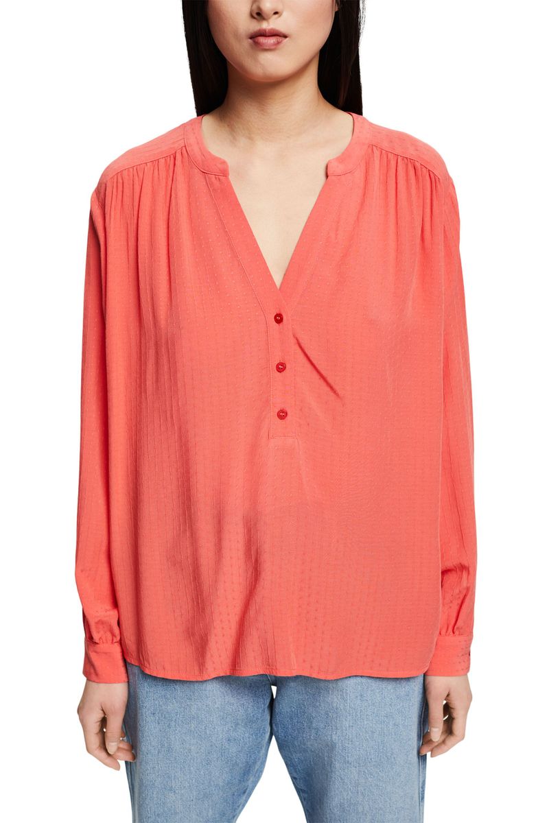 Bluse mit Webmuster, LENZING™ ECOVERO™