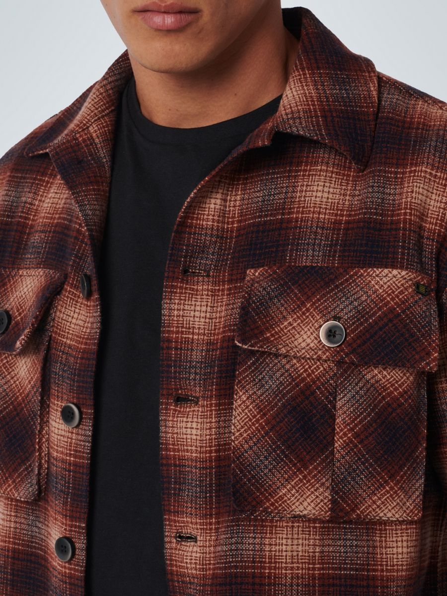 Overshirt Button Closure Check With Wool