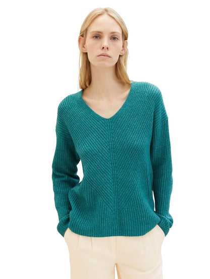 V-Ausschnitt Strickpullover