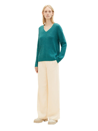 V-Ausschnitt Strickpullover