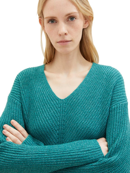 V-Ausschnitt Strickpullover