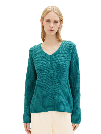 V-Ausschnitt Strickpullover