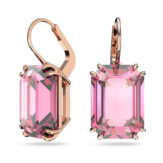 Millenia Drop-Ohrhänger, Oktagon-Schliff, Rosa, Roségold-Legierungsschicht