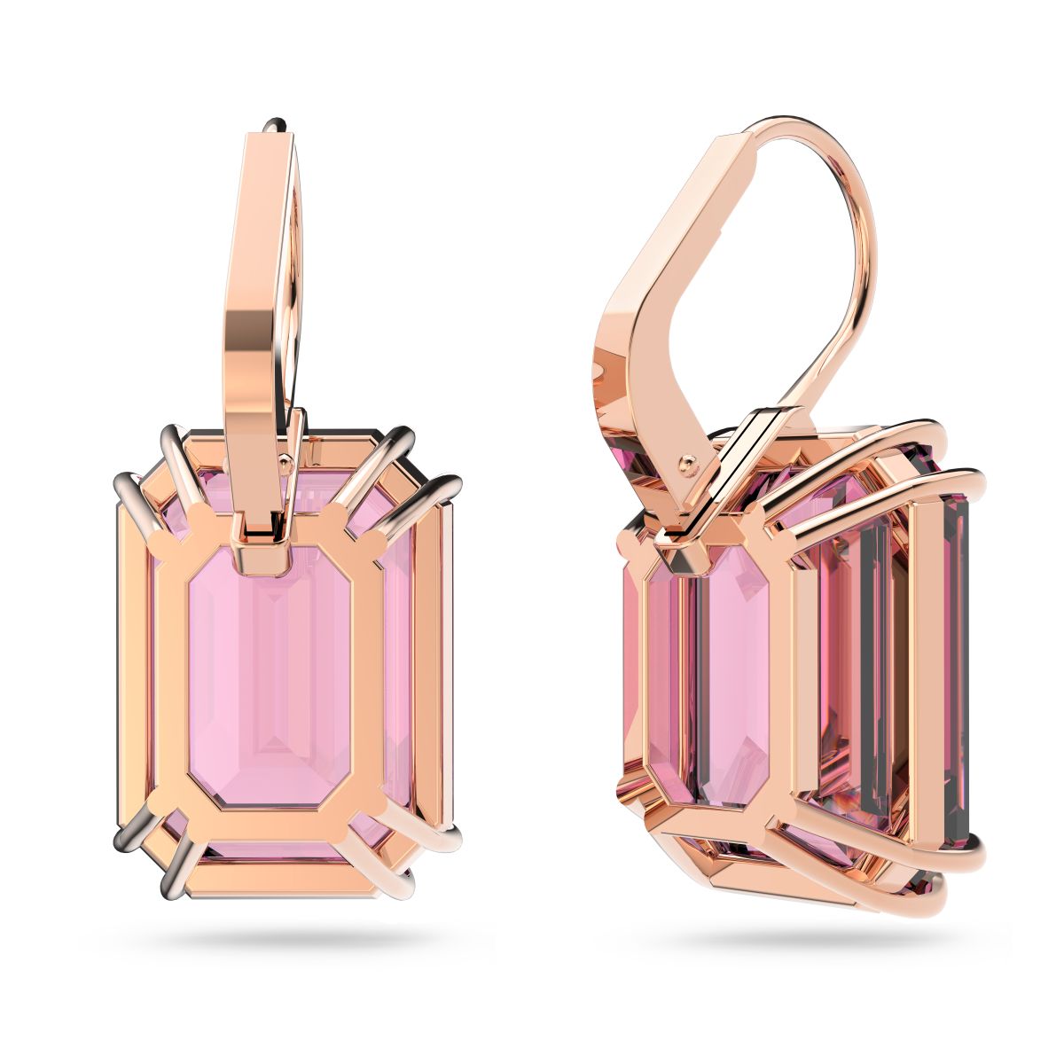 Millenia Drop-Ohrhänger, Oktagon-Schliff, Rosa, Roségold-Legierungsschicht
