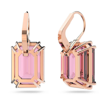 Millenia Drop-Ohrhänger, Oktagon-Schliff, Rosa, Roségold-Legierungsschicht