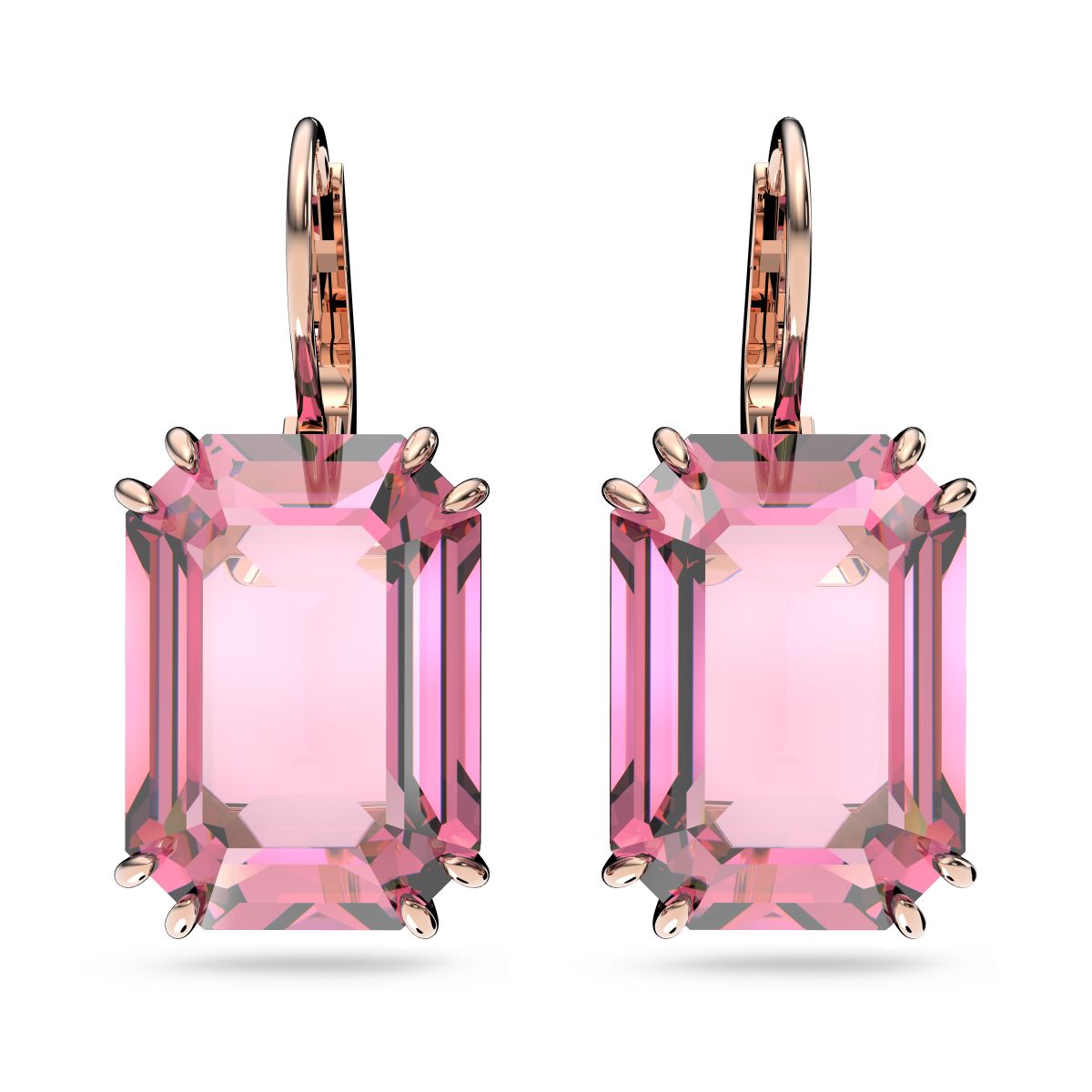 Millenia Drop-Ohrhänger, Oktagon-Schliff, Rosa, Roségold-Legierungsschicht