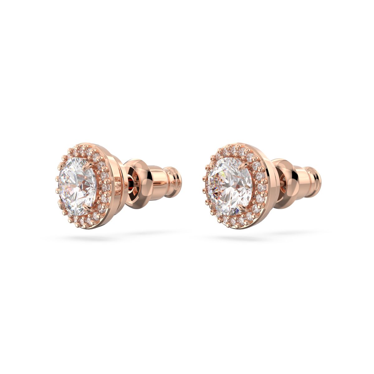 Una Ohrstecker, Rundschliff, Pavé, Weiß, Roségold-Legierungsschicht