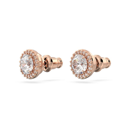 Una Ohrstecker, Rundschliff, Pavé, Weiß, Roségold-Legierungsschicht