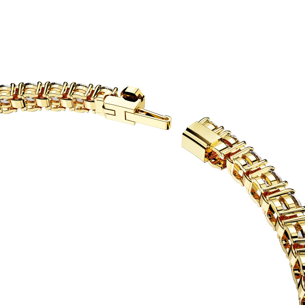 Matrix Tennis Armband, Rundschliff, Weiß, Goldlegierungsschicht