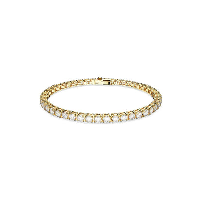 Matrix Tennis Armband, Rundschliff, Weiß, Goldlegierungsschicht