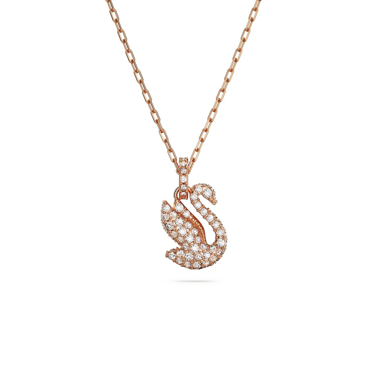 Swan Anhänger, Schwan, Klein, Weiß, Roségold-Legierungsschicht