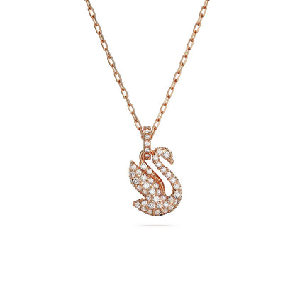 Swan Anhänger, Schwan, Klein, Weiß, Roségold-Legierungsschicht