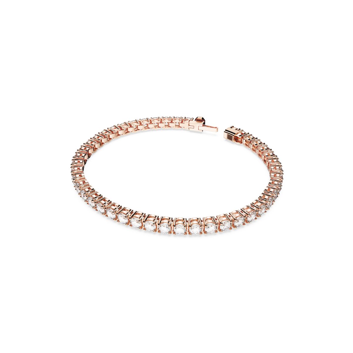 Matrix Tennis Armband, Rundschliff, Weiß, Roségold-Legierungsschicht