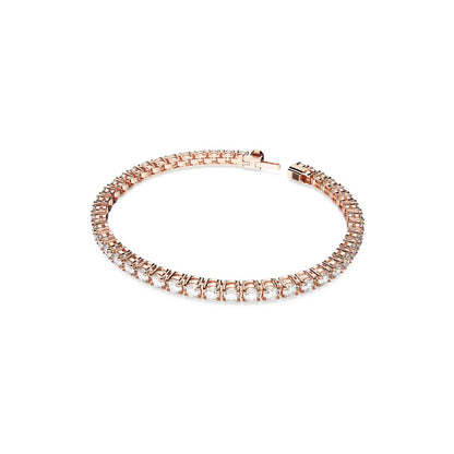 Matrix Tennis Armband, Rundschliff, Weiß, Roségold-Legierungsschicht