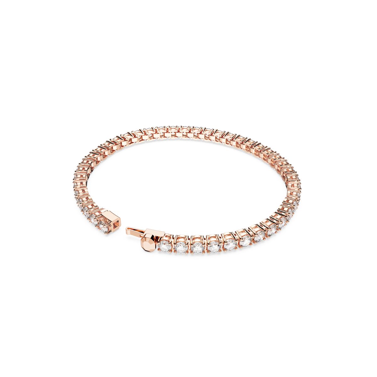 Matrix Tennis Armband, Rundschliff, Weiß, Roségold-Legierungsschicht