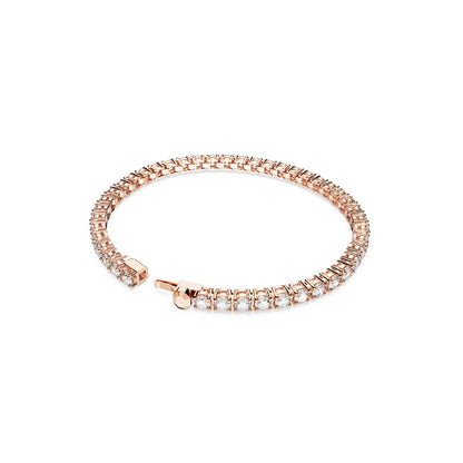 Matrix Tennis Armband, Rundschliff, Weiß, Roségold-Legierungsschicht