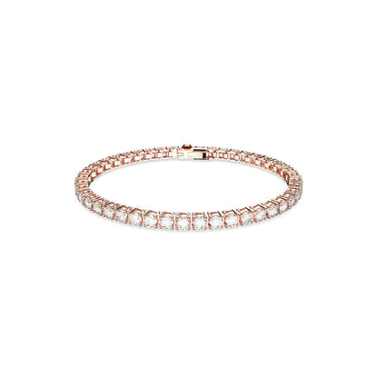 Matrix Tennis Armband, Rundschliff, Weiß, Roségold-Legierungsschicht