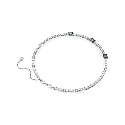 Matrix Tennis Halskette, Verschiedene Schliffe, Grün, Rhodiniert