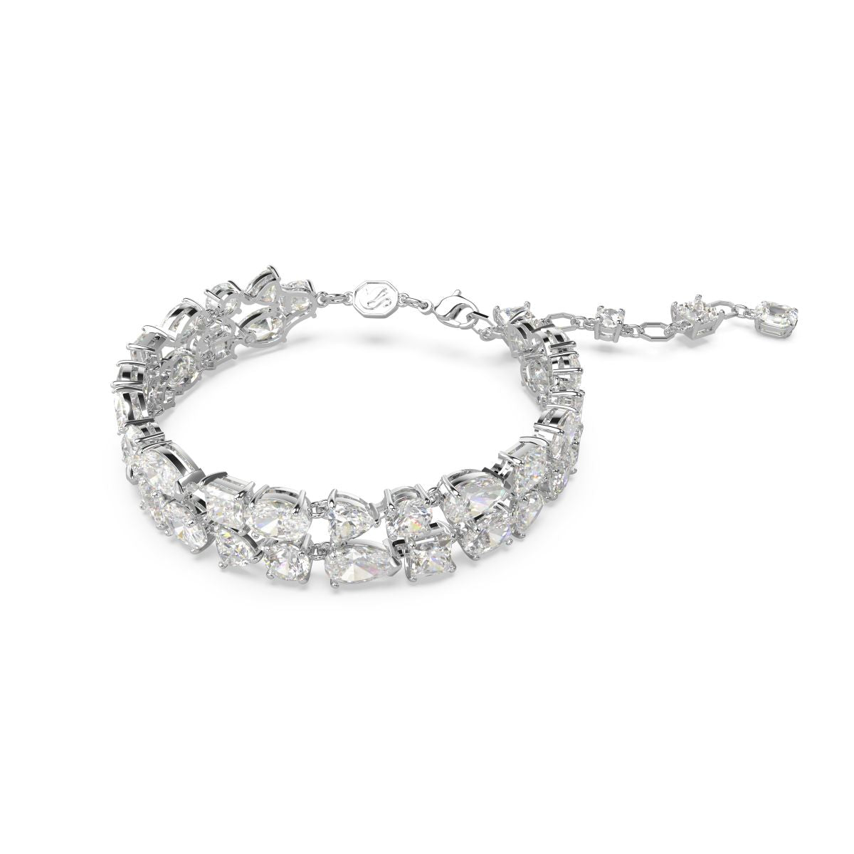 Mesmera Armband, Verschiedene Schliffe, Weiß, Rhodiniert