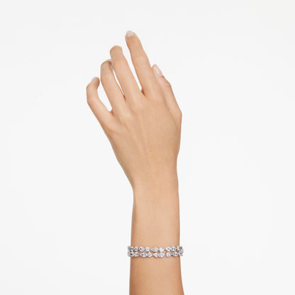 Mesmera Armband, Verschiedene Schliffe, Weiß, Rhodiniert