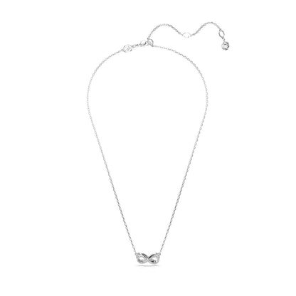 Hyperbola Anhänger, Pavé, Unendlichkeit, Weiß, Rhodiniert