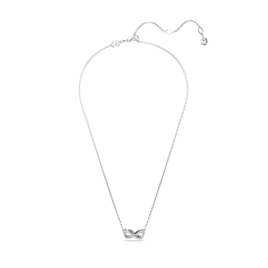 Hyperbola Anhänger, Pavé, Unendlichkeit, Weiß, Rhodiniert