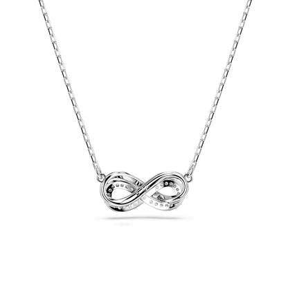 Hyperbola Anhänger, Pavé, Unendlichkeit, Weiß, Rhodiniert