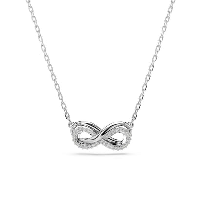 Hyperbola Anhänger, Pavé, Unendlichkeit, Weiß, Rhodiniert