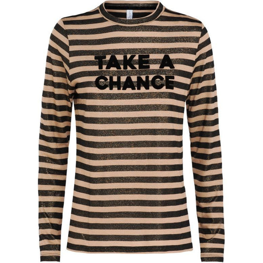 Top long sleeve print coated stripe