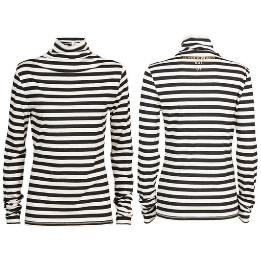 Top long slv sheer stripe