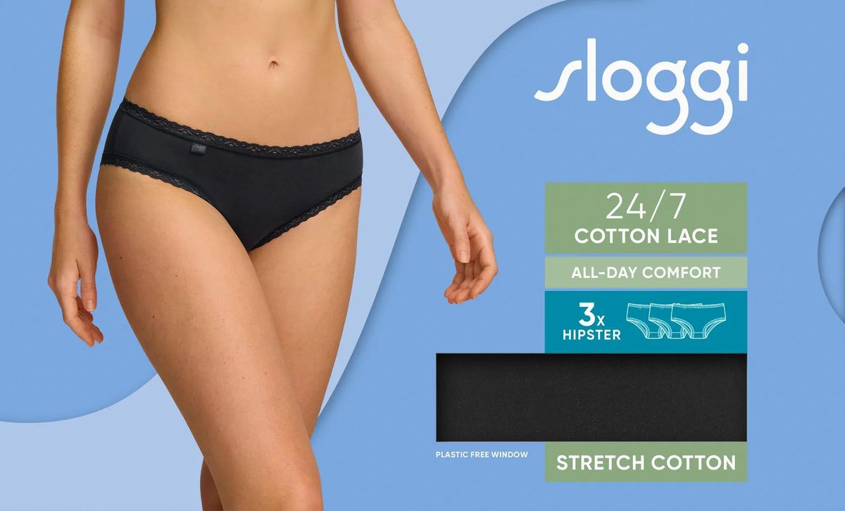 sloggi 24/7 Cotton Lace Hipster C3P