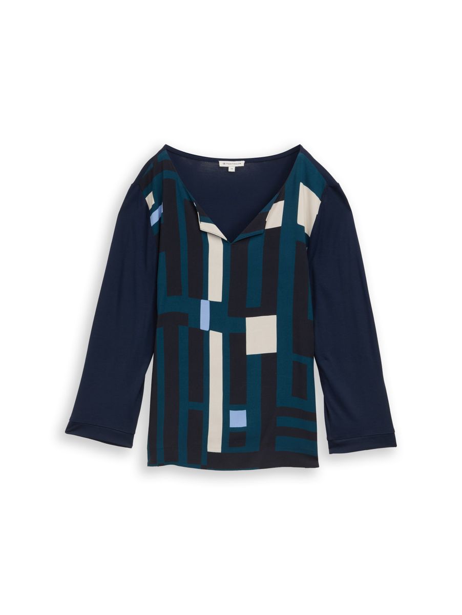 Langarmshirt im Material-Mix