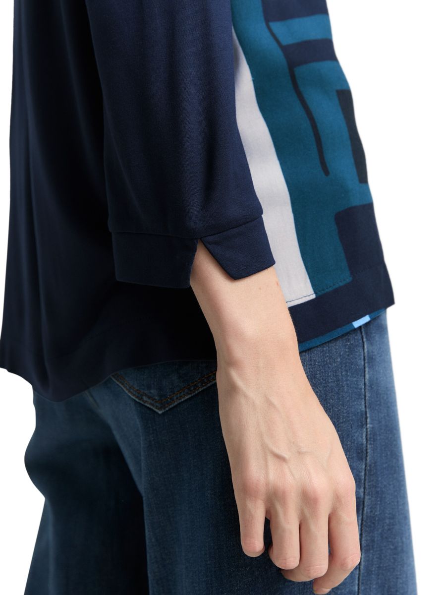 Langarmshirt im Material-Mix