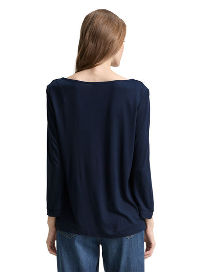 Langarmshirt im Material-Mix