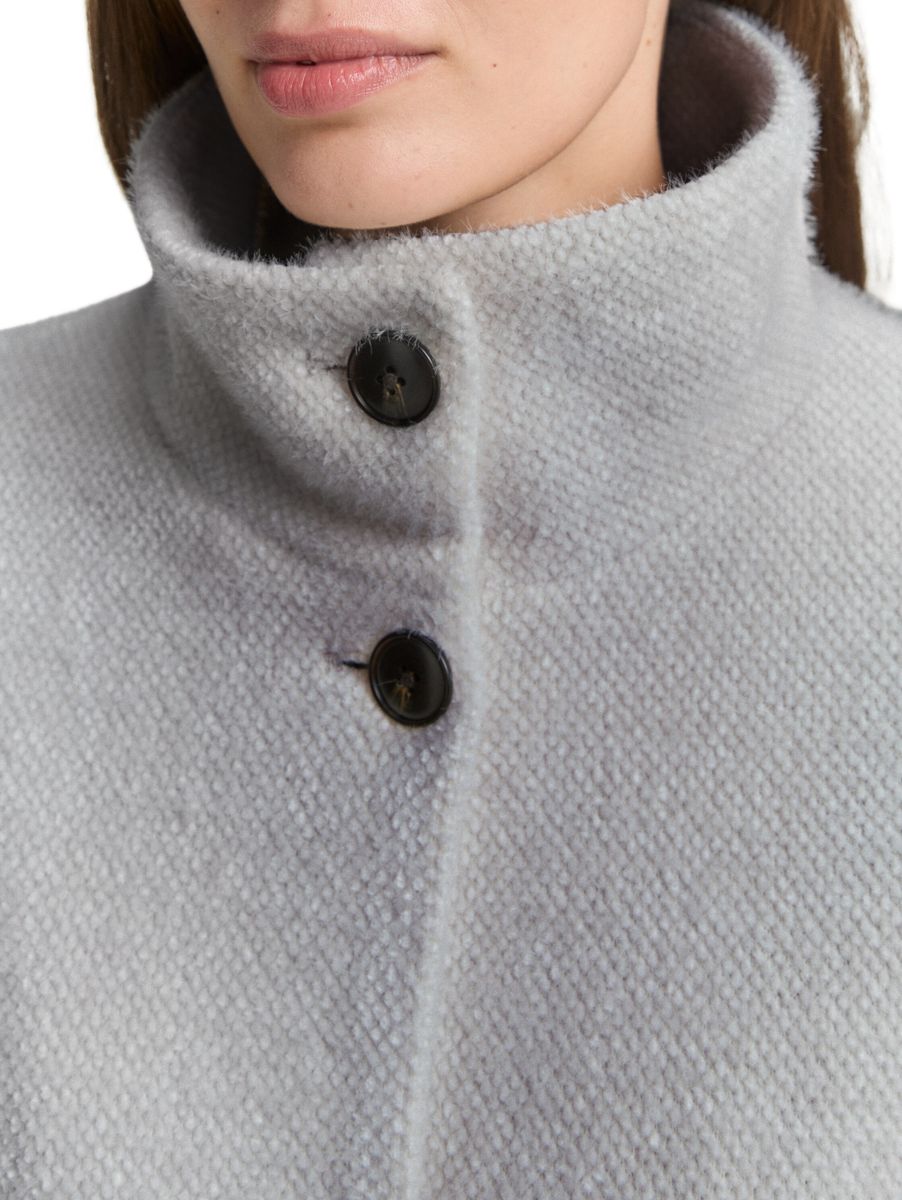 Jacquard Wolljacke mit Stehkragen