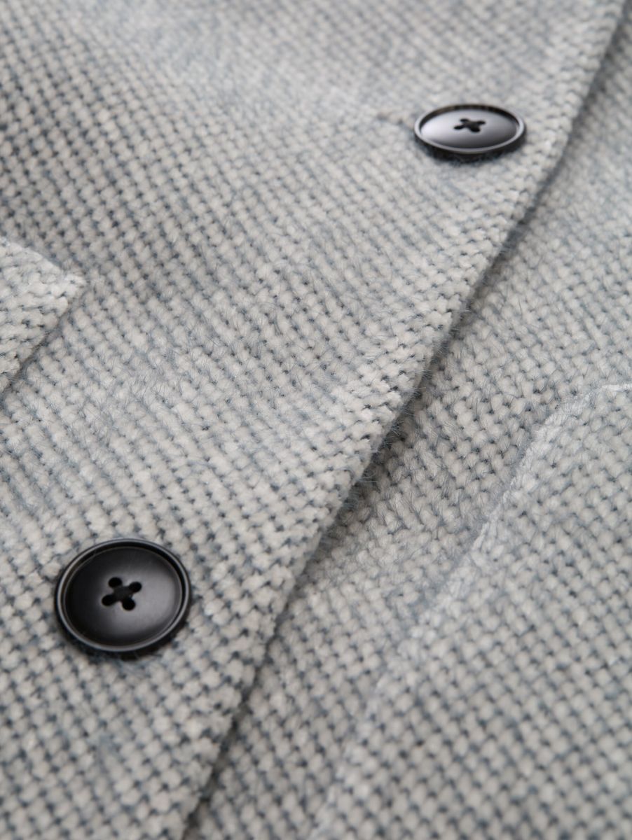 Jacquard Wolljacke mit Stehkragen