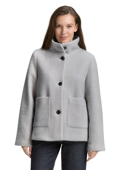 Jacquard Wolljacke mit Stehkragen