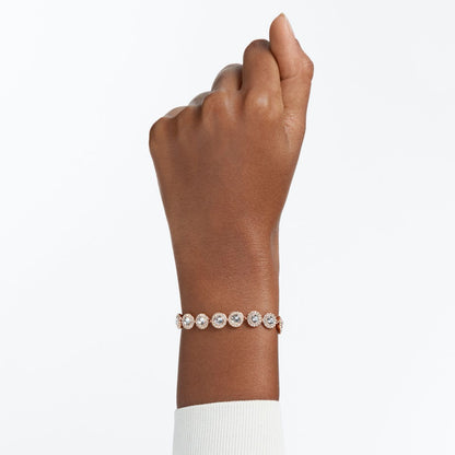 Una Angelic Tennis Armband, Rundschliff, Pavé, Mittel, Weiß, Roségold-Legierungsschicht