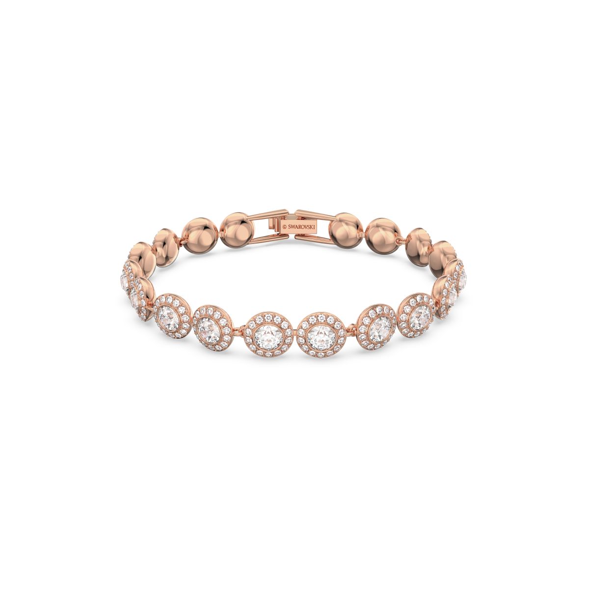 Una Angelic Tennis Armband, Rundschliff, Pavé, Mittel, Weiß, Roségold-Legierungsschicht