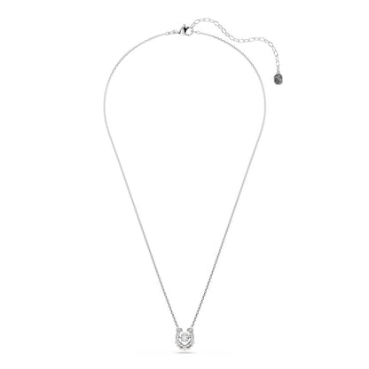 Symbolica pendant Crystal pearl, Round cut, Pav�, Horse shoe, White, Rhodium plated