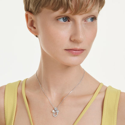 Symbolica pendant Crystal pearl, Round cut, Pav�, Horse shoe, White, Rhodium plated
