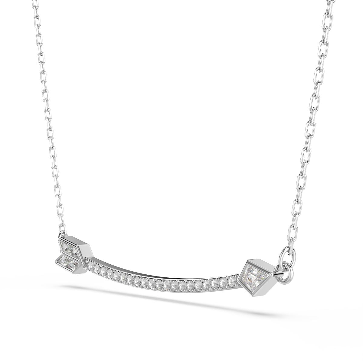 Idyllia pendant Mixed cuts, Arrow, White, Rhodium plated
