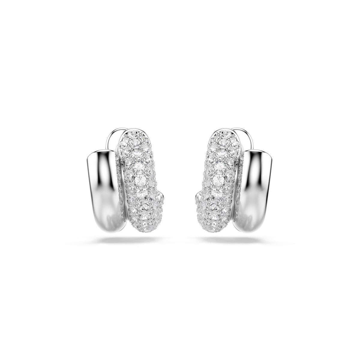 Dextera hoop earrings Round cut, Mini, White, Rhodium plated