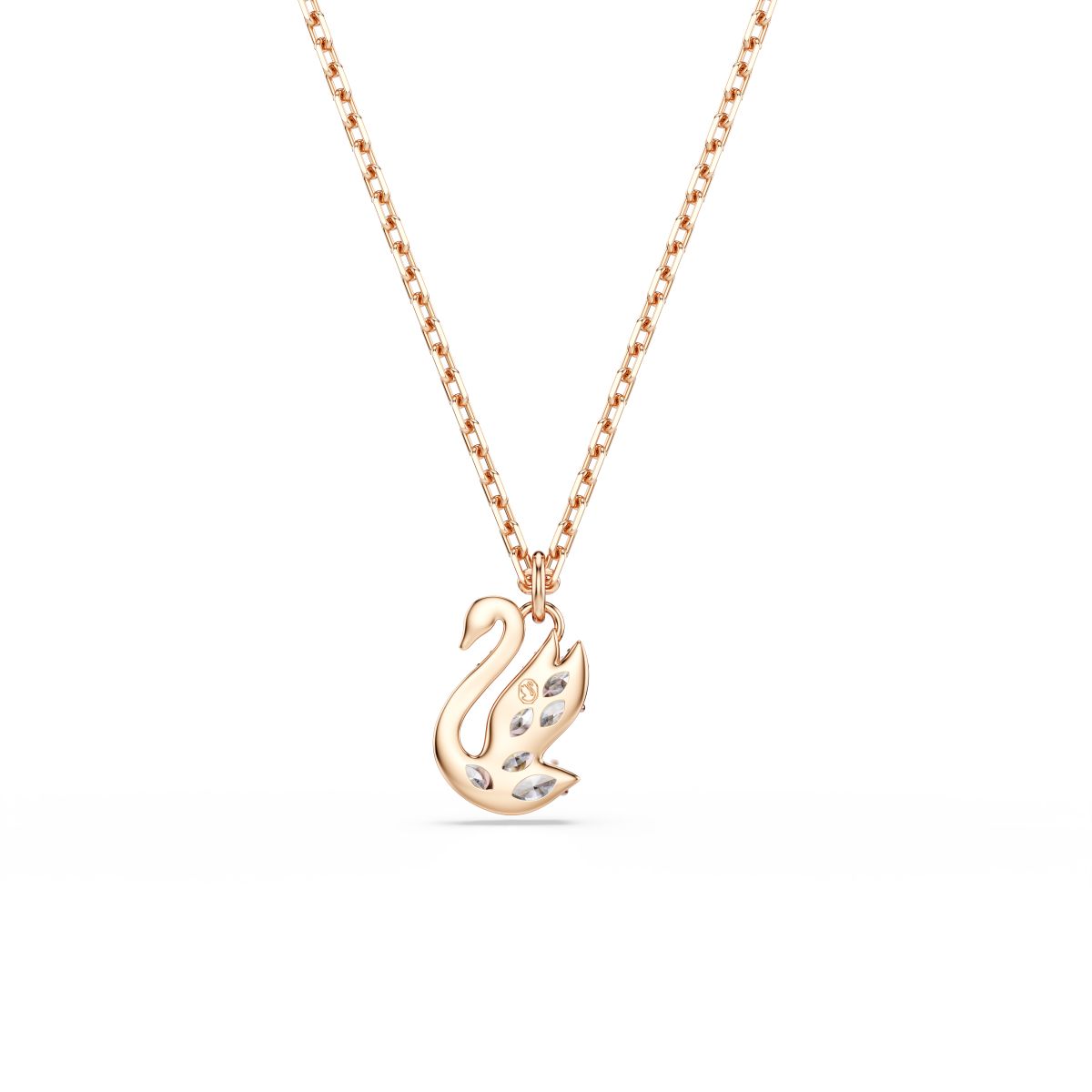 Swan pendant Mixed cuts, Swan, White, Rose gold-tone plated