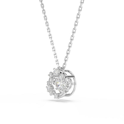 Constella pendant Round cut, Dancing stone, White, Rhodium plated